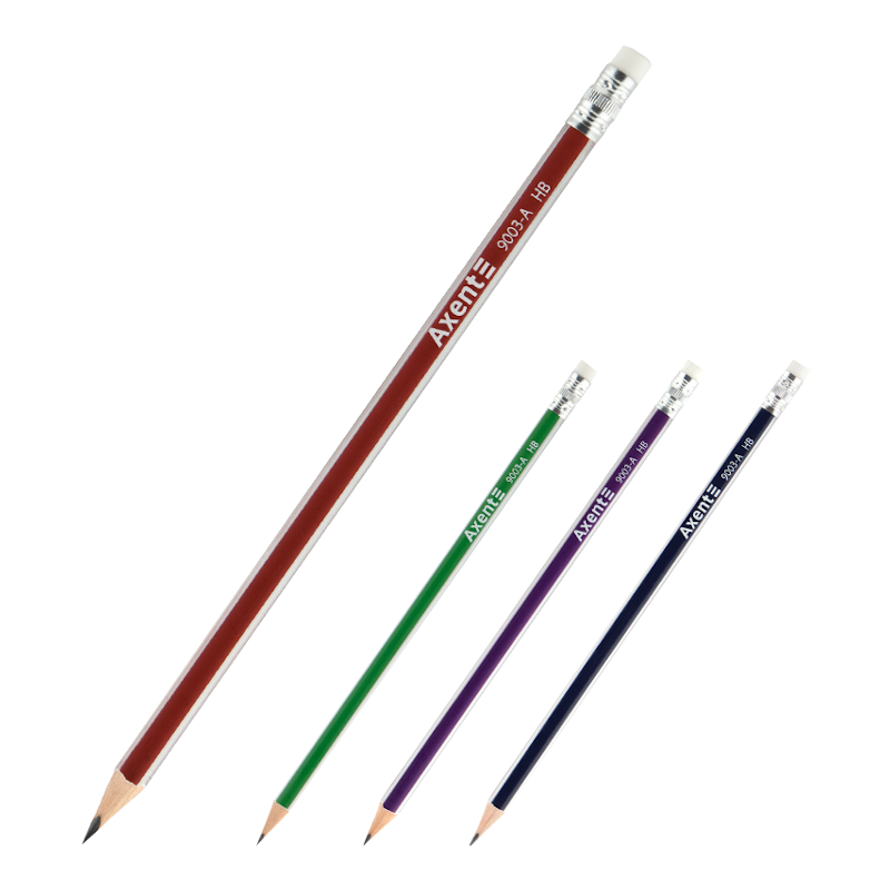 Олівець простий AXENT (9003-A), графітовий, HB, 189мм, з гумкою